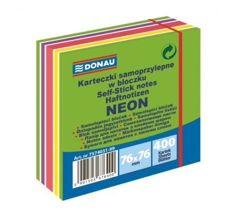 Bloček Donau 76x76mm 400l neónová zelená