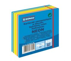 Samolepiaci bloček Donau 76x76mm 400l neónová modrá