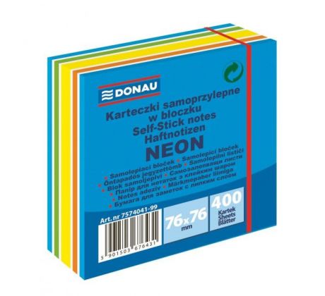 Bloček Donau 76x76mm 400l neónová modrá