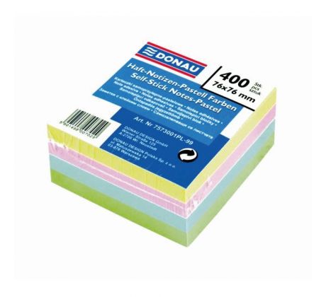Samolepiaci bloček Donau pastelové farby 76x76mm