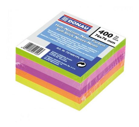 Samolepiaci bloček Donau neonové farby 76x76mm