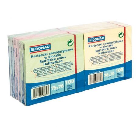 Samolepiaci bloček 76x76mm 4 farby 12 bločkov x 100 listkov