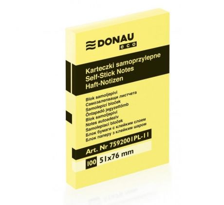 Samolepiaci bloček Donau ECO žltý 51x76mm