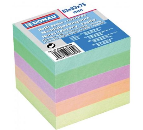 Bloček kocka nelepená 83x83x75mm pastelové farby