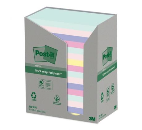 DARČEK - Bločky Post-it recyklované 76x127 dúhové - Objednaj 1 ks a dostaneš darček 1 ks Post-it index ( Platí do 31.12.2023)