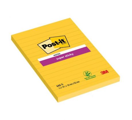 Samolepiaci bloček Post-it Super Sticky, 102x152 mm, žltý, linajky