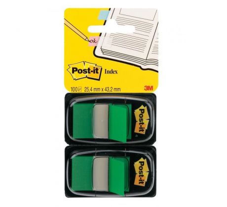 Záložky Post-it Index široké 25,4x43,2 zelená 2ks