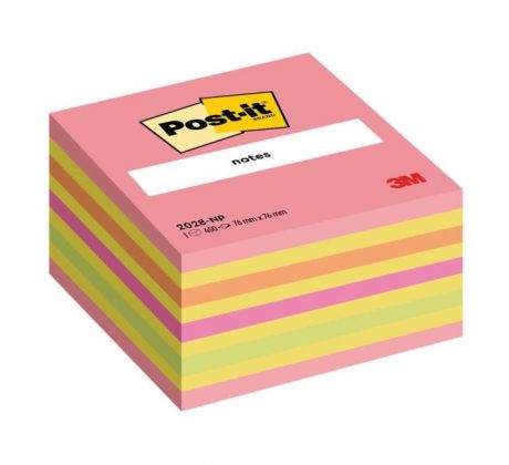 Samolepiaci bloček Post-it, 76x76 mm, neónová ružová, mix