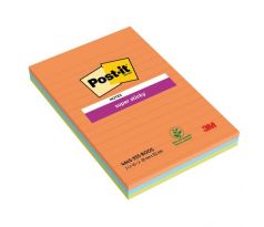 Bloček Post-it Super Sticky BOOST, linajkové, 101 mm x 152 mm, 45l , 3 bločky