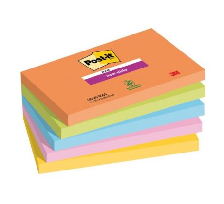 Bloček Post-it Super Sticky BOOST, veľkosť 76x127 mm, 5 bločkov po 90 lístkov