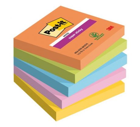 Samolepiaci bloček Post-it Super Sticky BOOST, veľkosť 76x76 mm, 5 bločkov po 90 lístkov