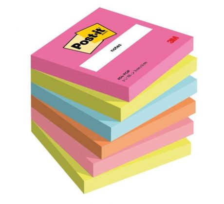 Samolepiaci bloček Post-it Super Sticky Poptimistic 76x76mm, 6 bločkov po 100 lístkov