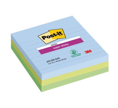 Bloček Post-it Super Sticky OASIS, veľkosť 101x101 mm XL, linajkové, 3 bločky po 70 lístkov