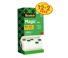 Lepiaca páska Scotch Magic neviditeľná popisovateľná 19 mm x 33 m v krabičke 12+2 zdarma