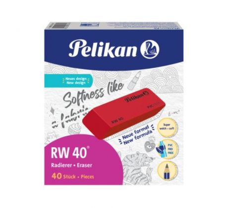 Guma bez PVC Pelikan RW 40 červená 40 ks