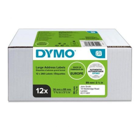 Samolepiace etikety Dymo LW 89x36mm adresné veľké biele 3120ks