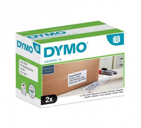 Samolepiace etikety Dymo LW 4XL 102x59 mm veľké expedičné biele