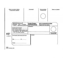 Poštové obálky B6 doručenka do VR OD, Nedoposielať, 1000 ks