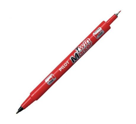 Popisovač obojstranný PILOT Twin Marker BeGreen 0,5 +0,3 mm červený