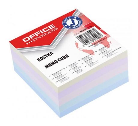Poznámkový bloček kocka Office products lepená pastelová, 85x85x40 mm