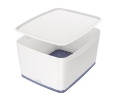 Úložný box s vekom Leitz MyBox, veľkosť L biela/sivá