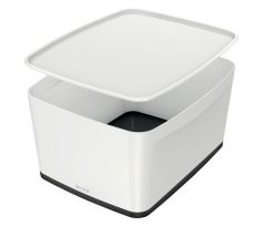 Úložný box s vekom Leitz MyBox, veľkosť L biela/čierna