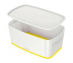 Úložný box s vekom Leitz MyBox, veľkosť S biela/žltá