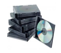 Obal Slim na CD/DVD Q-CONNECT z plastu čierny/priehľadný, 25ks