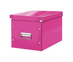 Štvorcová krabica Click & Store A4 metalická ružová