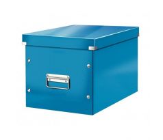 Štvorcová krabica Click & Store A4 metalická modrá