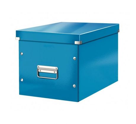 Štvorcová krabica Click & Store A4 metalická modrá