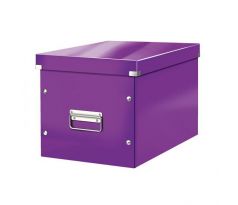 Štvorcová krabica Click & Store A4 metalická purpurová