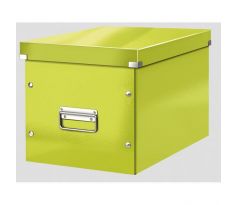 Štvorcová krabica Click & Store A4 metalická zelená