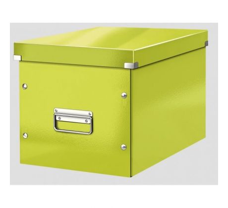 Štvorcová krabica Click & Store A4 metalická zelená