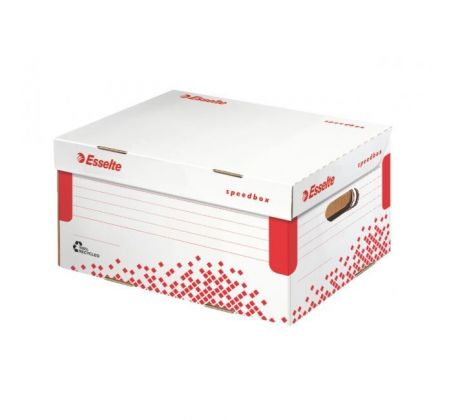 Archívna krabica Esselte Speedbox A4 so sklápacím vekom biela/červená 355×193×252 mm