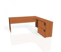Pracovný stôl Gate, ergo, ľavý, 180x75,5x200 cm, čerešňa/čerešňa