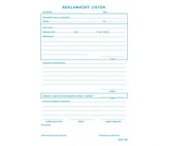 Reklamačný list, samoprepis, A5, 100 listov