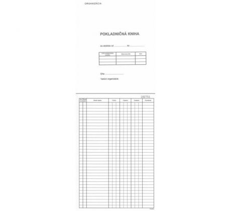 Pokladničná kniha, A4, číslovaná priepisová, 50x2 listy, samoprepis