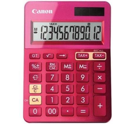 stolová kalkulačka CANON LS-123K ružová, 12 miest, solárne napájanie + batérie (9490B003)