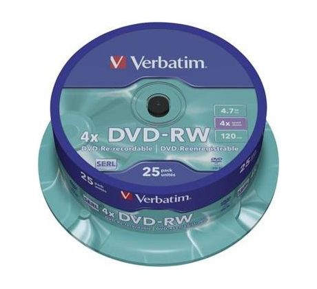 DVD-RW VERBATIM 4,7GB 4X 25ks/cake (43639)