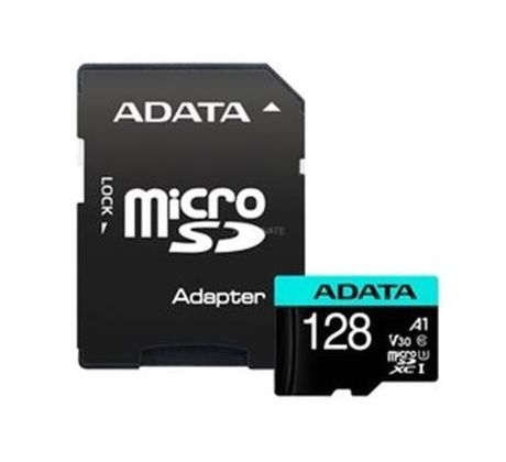 Pamäťová karta ADATA Premier micro SDXC karta 128GB U3 V30S 100/80 MB/s + adaptér (AUSDX128GUI3V30SA2-RA1)