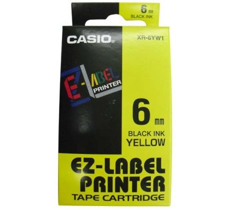 páska CASIO XR-6YW1 Black On Yellow Tape EZ Label Printer (6mm) (XR-6YW1)