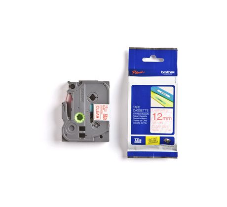 páska BROTHER TZ132 červené písmo, transparentná páska Tape (12mm) (TZE132)