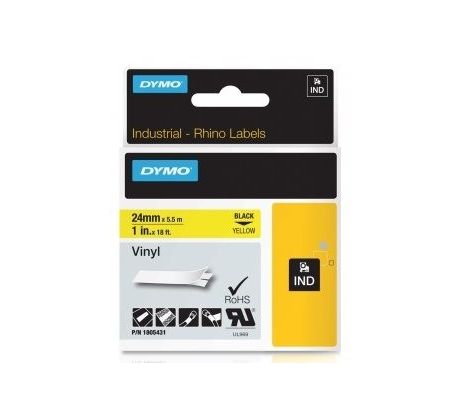 páska DYMO 1805431 PROFI D1 RHINO Black On Yellow Vinyl Tape (24mm) (1805431)