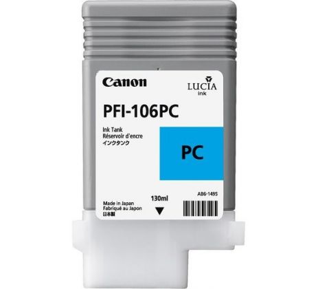 kazeta CANON PFI-106PC Photo Cyan pre iPF 6300/6300s/6350/6400/6400s/6450 (130ml) (6625B001)