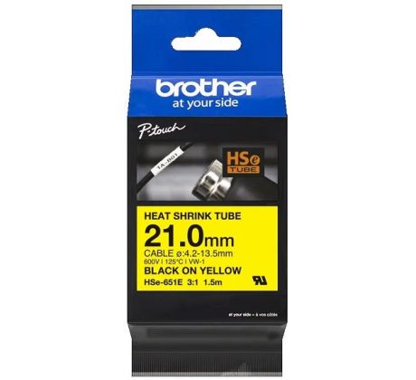 zmršťovacia bužírka BROTHER HSe651E čierne písmo, žltá bužírka TUBE (21mm) (HSE651E)