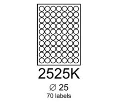 etikety RAYFILM 25mm kruh univerzálne biele R01002525KA (100 list./A4) (R0100.2525KA)