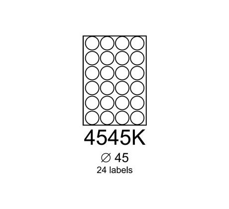 etikety RAYFILM 45mm kruh univerzálne biele R01004545KA (100 list./A4) (R0100.4545KA)