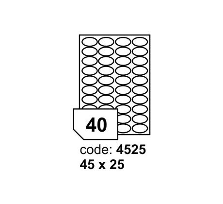 etikety RAYFILM 45x25 (oval) univerzálne biele R01004525A (100 list./A4) (R0100.4525A)