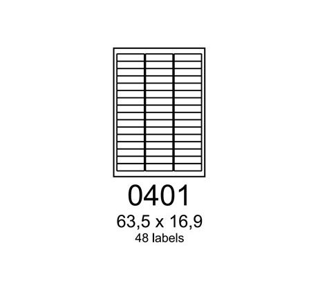 etikety RAYFILM 63,5x16,9 univerzálne biele R01000401A (100 list./A4) (R0100.0401A)